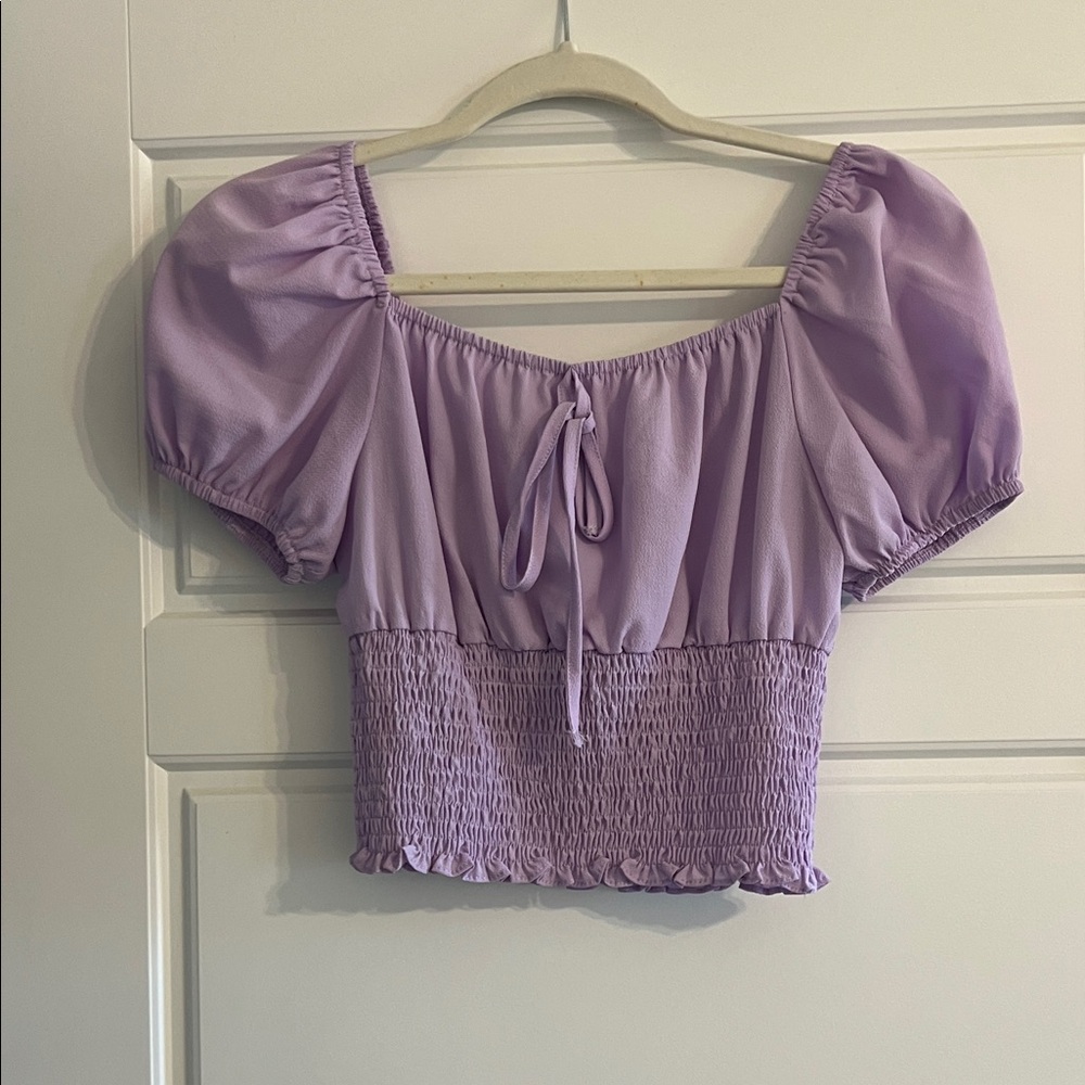 Purple Puff Sleeve Women's Top